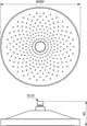 Runde Regenbrause mit mehreren Düsen von Ideal Standard, Ansicht von oben mit mittigem Anschluss. Sichtbare Maße und technische Details sind nicht abgebildet.